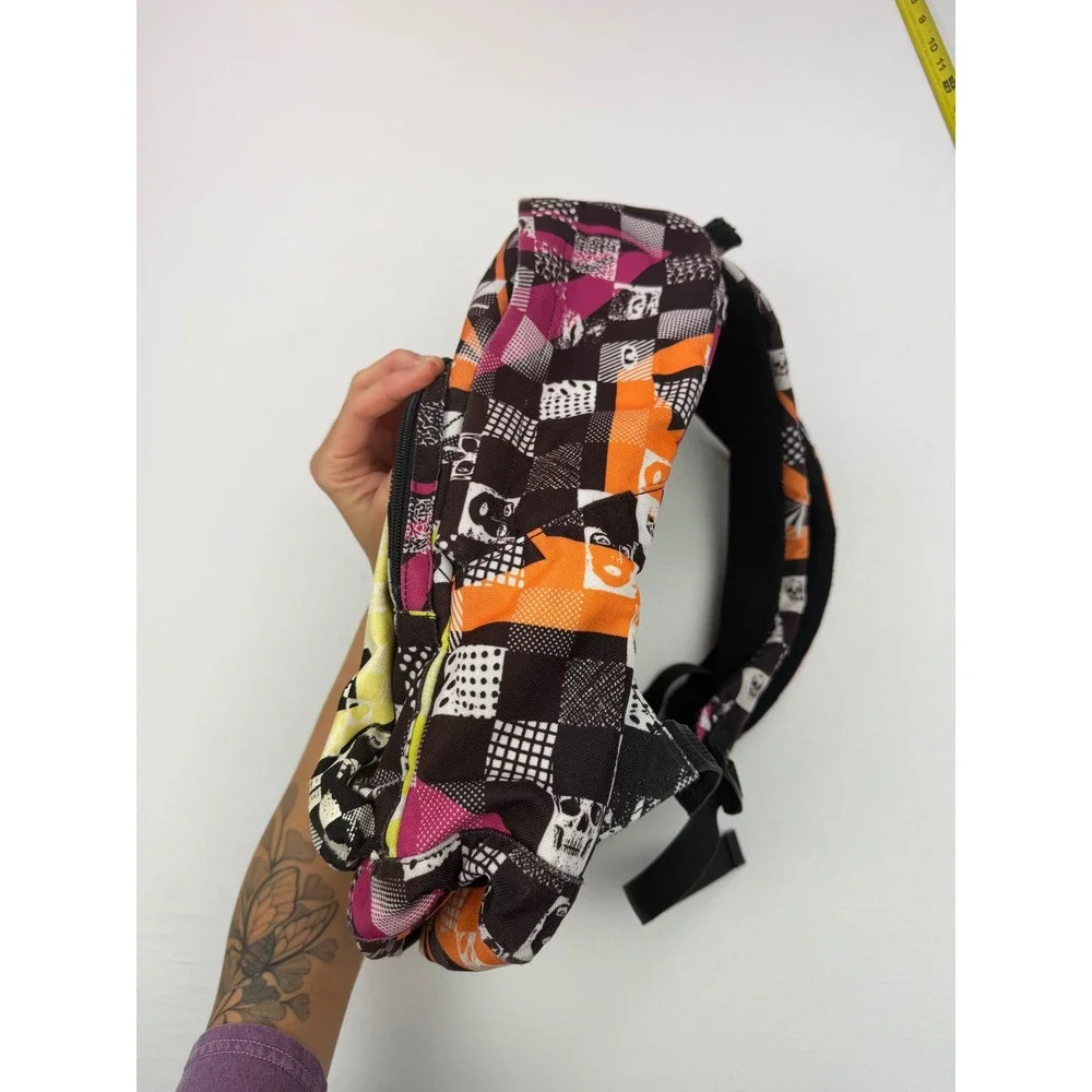 Vintage Volcom Vintage Backpack Y2K Skull Checkerboard Graphic Print Skate Bag